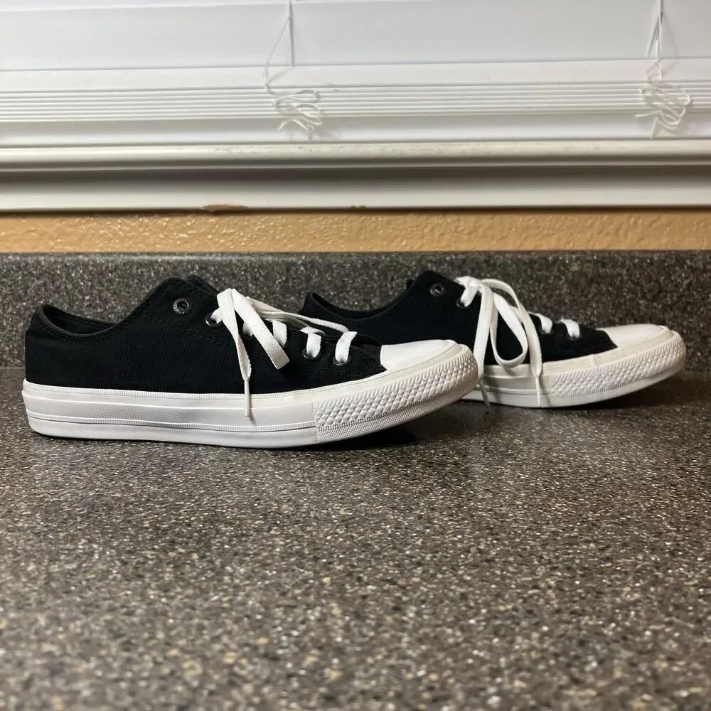 Converse wt Lunarlon Low Top Women's 9 Black Canvas Sneaker Skate Lace Up Mens 7 - Picture 4 of 12